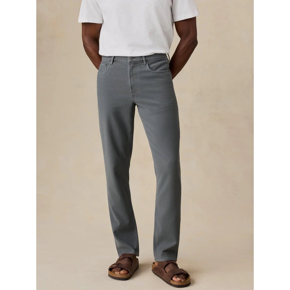 Faherty Brand Mens Stretch Terry 5-Pocket Pants Slate Grey 38W 32L Straight Leg